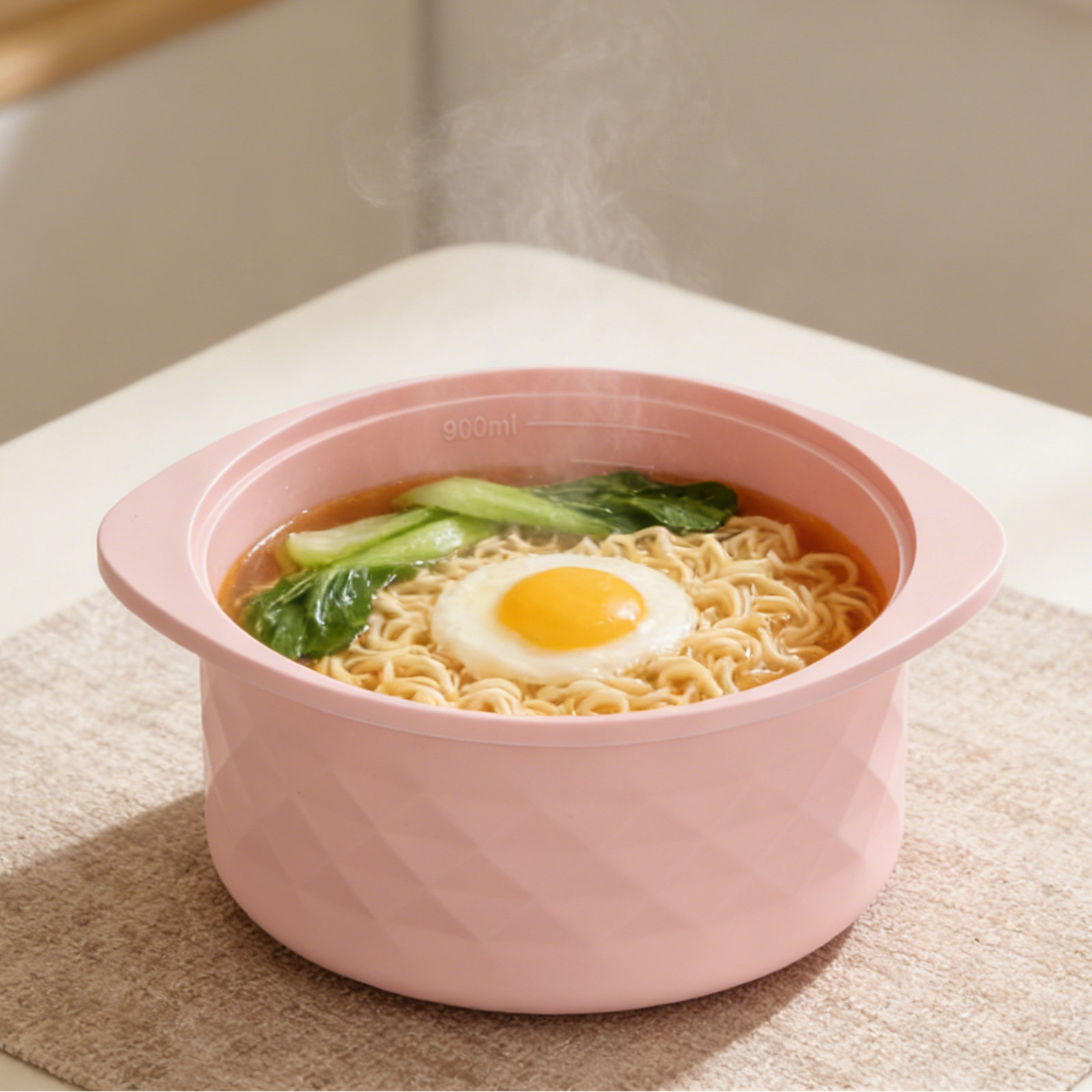 Baby Food Steamer Baby Safe - Silikon Mikrodalga Buharlı Pişirici Kase Pembe