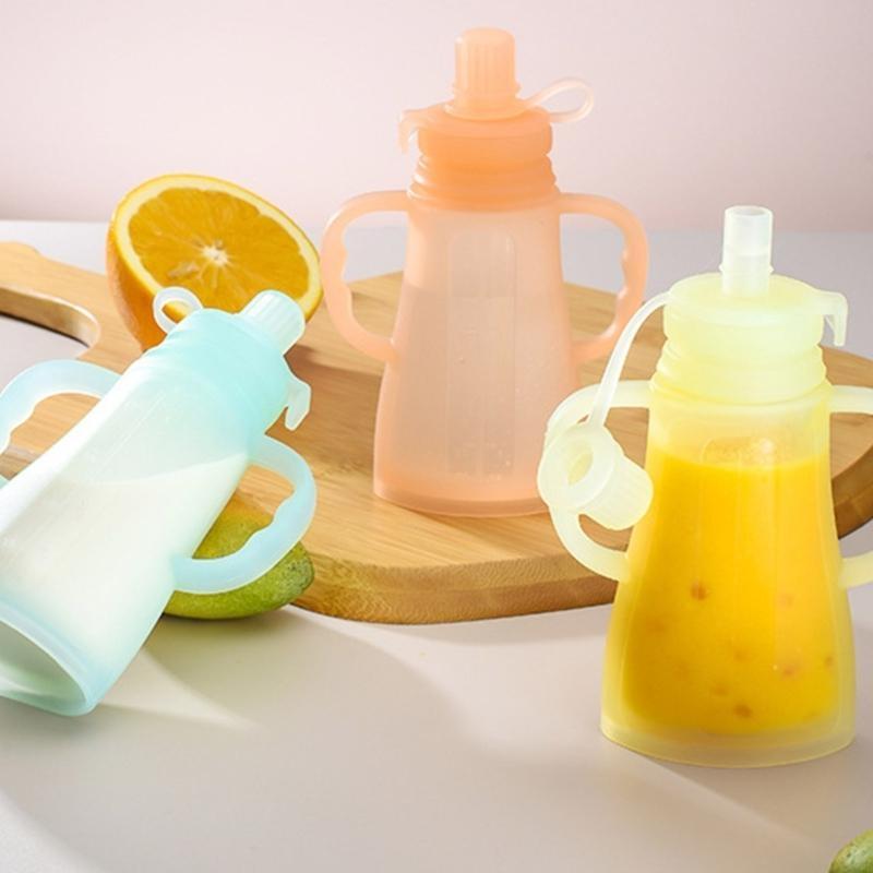 Baby Food Reusable Pouches - Taşınabilir Sızdırmaz Silikon Bebek Meyve Püresi