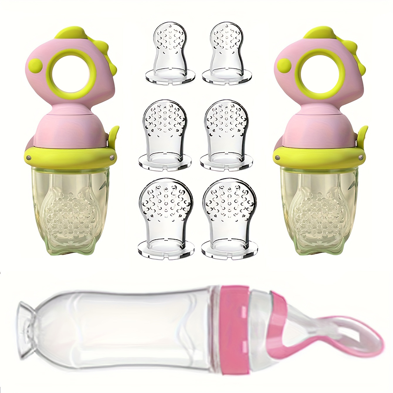 Baby Food Dispensing Spoon - 9 adet Bebek Besleme Seti: Dinozor